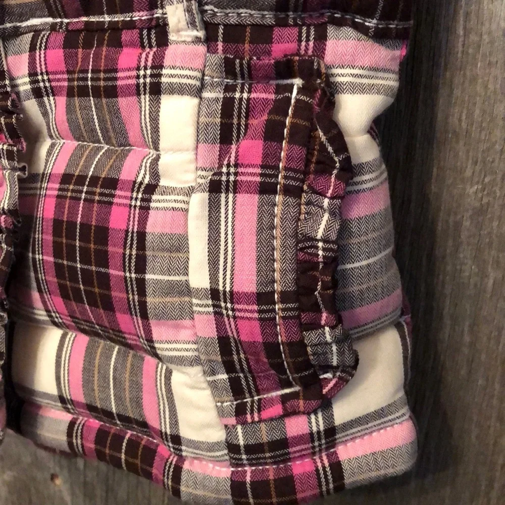 babyGap Pink Plaid Ruffle Fleece Lined Puffer Vest Toddler 4 Year